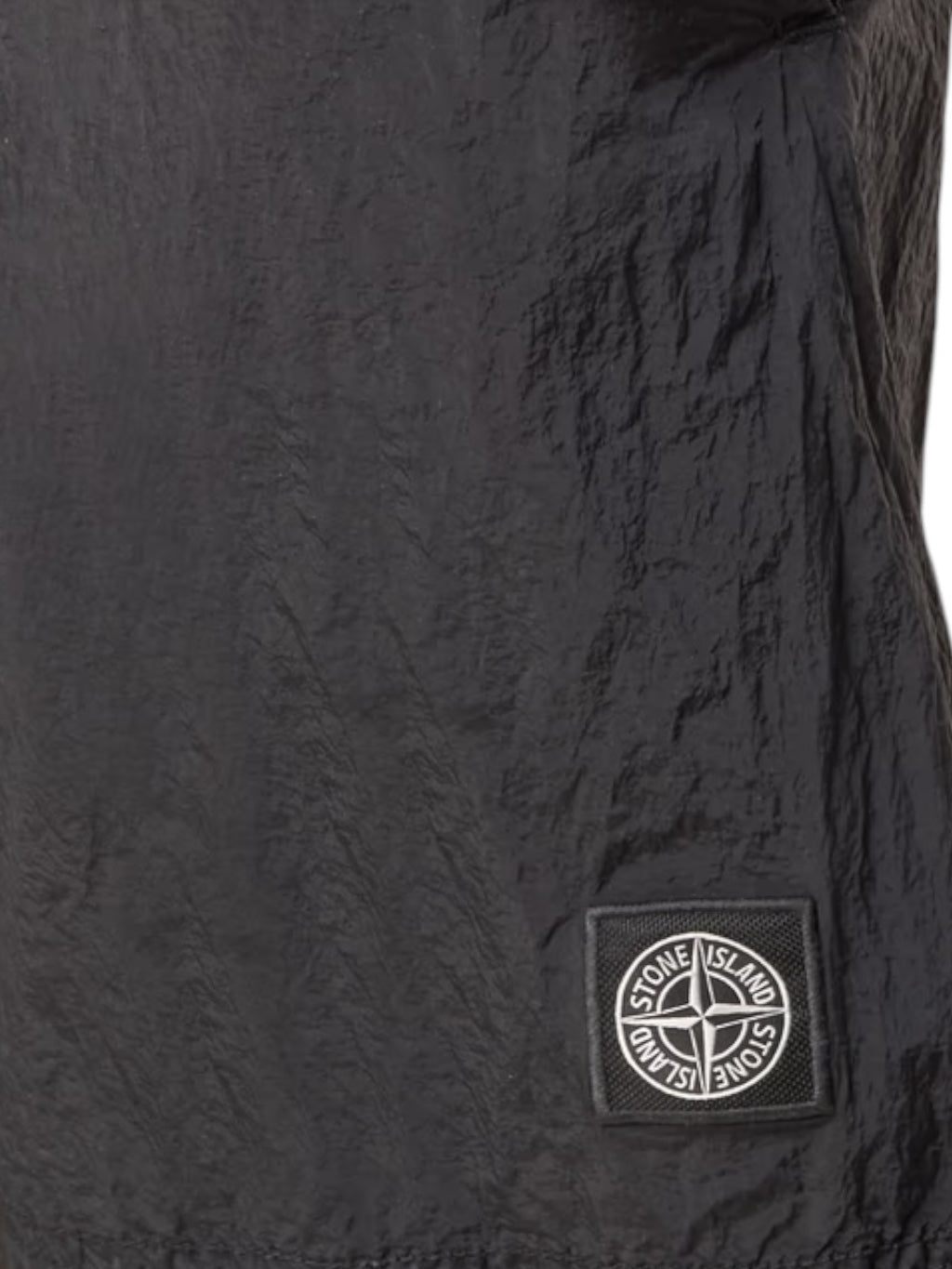 Stone Island, Brushed Nylon Black, Compass Patch Swim Shorts