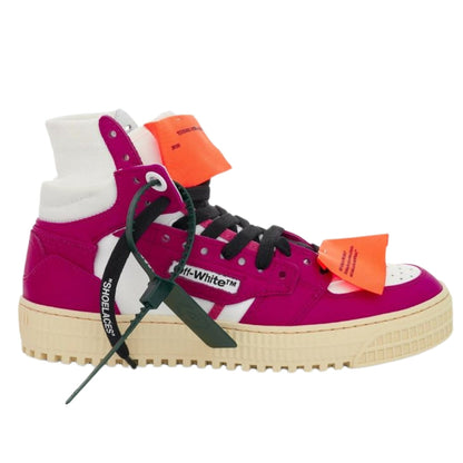 Off White Off Court 3.0 Fuchsia High Top Leather Sneakers