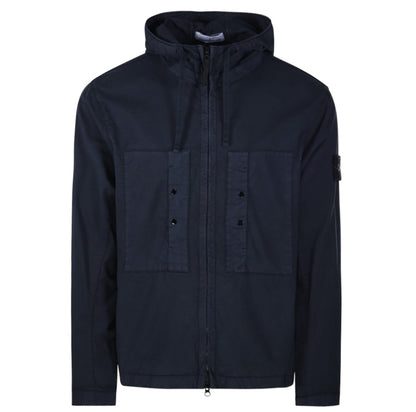Stone Island, Supima Cotton Twill Stretch-TC Hooded Navy Jacket