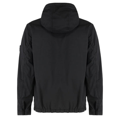 Stone Island, Supima Cotton Twill Stretch-TC Hooded Black Jacket
