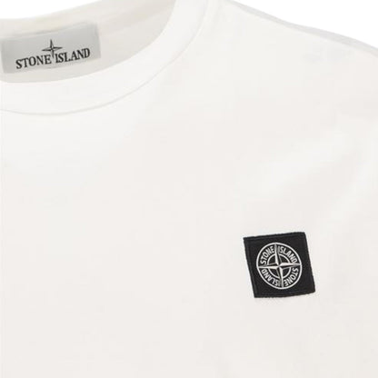 Stone Island, White Compass Patch Crewneck T-Shirt - True Labels