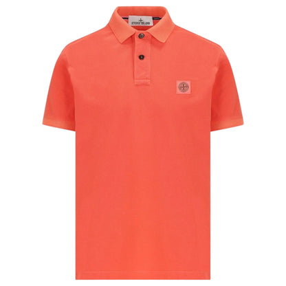 Stone Island, Slim Fit Papaya Polo Shirt with Compass Patch